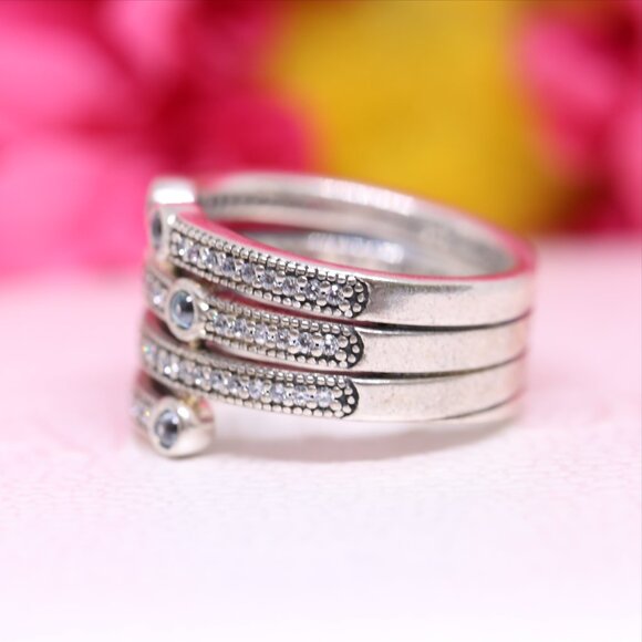 Pandora SHIMMERING OCEAN, FROSTY MINT & CLEAR CZ Sizes 6-7 191002CZF - Picture 5 of 6